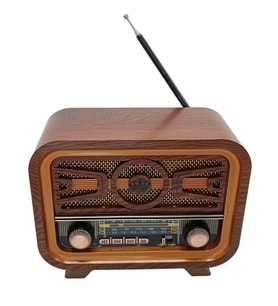 Radyo Retro Ceviz Bluetooth Hoparlör TF Kart Şarjlı Led N1B2