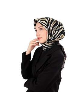 Bursa İpek Taş Zebra Desen Twill İpek Eşarp
