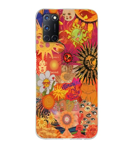 Oppo A52/A72/A92 Uyumlu Vintage Kolaj Desenli Şeffaf Telefon Kılıfı