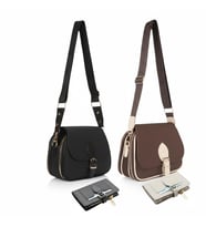 Givenza Kadın Omuz Çantası & Cüzdan Seti 2 ADET TEK FİYAT (Siyah-Leopar)
