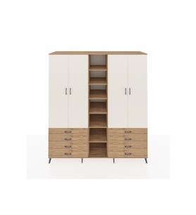 Kronos Dolap 10 Raflı 8 Çekmeceli 2 Askılı 220x59x243 Çam-Aytaşı/Çam