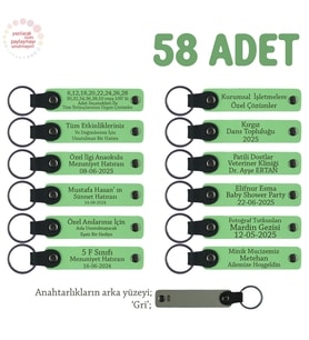 Öğretmenler Arası Dayanışma Etkinliği İçin, 58'li Set, Kişisel Hatıra Anahtarlık, Fıstık Yeşil & Gri (Fıstık Yeşili)