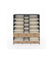 Kronos Dolap 19 Raflı 8 Çekmeceli  220x59x243 Antrasit-Aytaşı/Çam