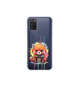Samsung Galaxy A02s ile Uyumlu Splash Tilki Tasarımlı Şeffaf Silikon Kılıf