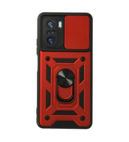Xiaomi Poco F3 Kılıf Pars Lens Yüzüklü Silikon - Kırmızı