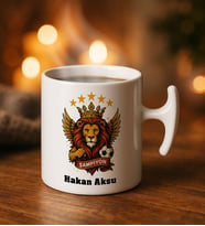 BK Gift Kişiye Özel İsimli Sarı Kırmızı Taraftar Tasarımlı Hammer Kulplu Beyaz Kupa Bardak-3, Arkadaşa Hediye, Sevgiliye Hediye, Taraftar Hediyesi