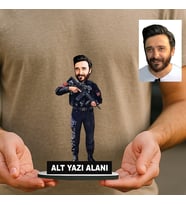 Kişiye Özel Jandarma Uzman Çavuş Karikatürlü 18 cm MDF Masaüstü Biblo - Jandarma Uzman Çavuş Hediyesi Yeni İş ve Meslek Hediyesi