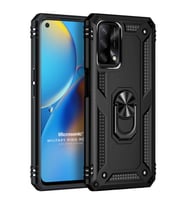 Microsonic Oppo A74 4G Kılıf Military Ring Holder Siyah