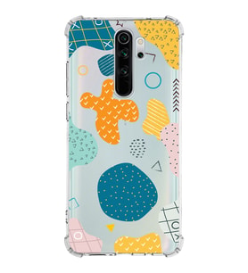 Xiaomi Redmi Note 8 Pro Köşe Korumalı Antişok Kapak Geometrik Şekiller Tasarımlı Şeffaf Kılıf