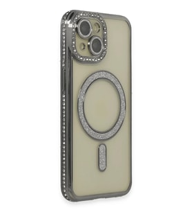 iPhone 13 Kılıf Joke Simli Magneticsafe Kılıf - Gri