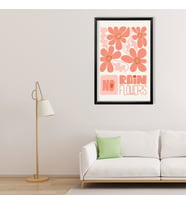 Tekli Ahşap Lamine Çerçeveli Mdf Tablo No Rain Flowers Pembe (Siyah)