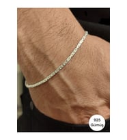 925 Ayar Gümüş 2 mm Parlak Kare Kral Erkek Gümüş Bileklik