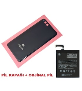 Tkgz Xiaomi Mi 6 Arka Kapak Batarya Pil Kapağı + PİL (CAM) SİYAH