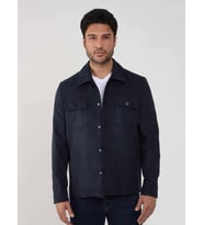 Dufy Lacivert Erkek Regular Fit Düz Klasik Yaka Süet Mont - 104741