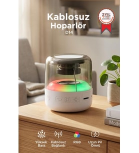 Torima Bluetooth Hoparlör Rgb Işıklı Taşınabilir Speaker D14 Beyaz