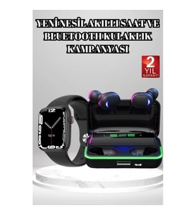 Mey İthalat® Ucuz ve Kaliteli Kulaklıklı Saat Seti Bluetooth Bağlantılı Akıllı Saat ve Kulaklık