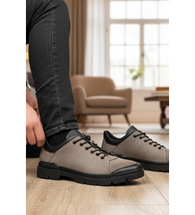 Enoch Hakiki Deri Süet Detaylı Erkek Sneaker Ayakkabı Ortopedik Taban
