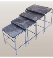 Zigon Sehpa 90221 Demet Metal Nikelaj Ayak Açık Siyah Mermer Desen Tabla El Yapım