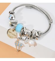 Pandora Model Bileklik Geyik Charmlı Gümüş Şık Bileklik Mavi