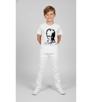 Erkek Çocuk ATATÜRK Baskılı T-Shirt Ve Beyaz Keten Pantolon Takım 23Nisan Ve özel Günler