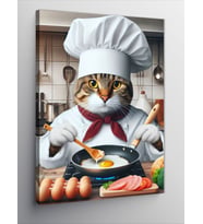 Kanvas Tablo Yumurta Yapan Kedi