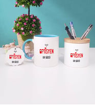 Optisyen Kupa Bardak Mavi Kalemlik ve Anahtarlık