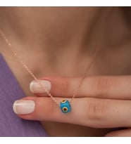 Göz Boncuklu Gümüş Rose Gold Kolye