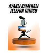 Mey İthalat® Telefon Tutucu Mini Mikrofonlu Tripod Vlog Çekim Video
