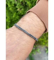 Çift Zincir Oksitli Gümüş Kazaziye Bileklik : Altın - 19 cm : Altın - 21 cm : Altın-Gümüş - 19 cm (Oksitli)