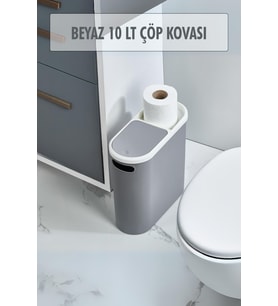 Gri Kapaklı WC Kağıtlıklı Çöp Kovası & Ofis Çöp Kovası 10 Lt