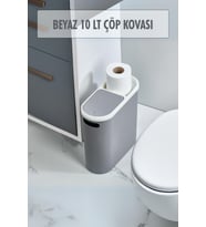 Gri Kapaklı WC Kağıtlıklı Çöp Kovası & Ofis Çöp Kovası 10 Lt