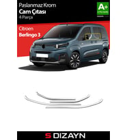 S-Dizayn Citroen Berlingo 3 Krom Cam Çıtası 4 Prç 2019 Üzeri A+ Kalite