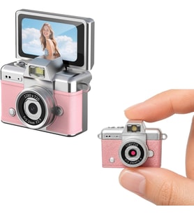 Mini Flip Dijital Kamera, 1.47 İnç Ekran, 48M Fotoğraf Çözünürlüğü, 1080P/720P Video, 128GB TF Kart Desteği, Type-C Şarj, Flaşlı, Fotoğraf ve Video Kayıt Özellikli LK-027 Pembe