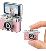 Mini Flip Dijital Kamera, 1.47 İnç Ekran, 48M Fotoğraf Çözünürlüğü, 1080P/720P Video, 128GB TF Kart Desteği, Type-C Şarj, Flaşlı, Fotoğraf ve Video Kayıt Özellikli LK-027 Pembe