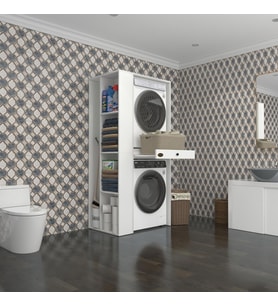 Kenzlife çamaşır-kurutma makinesi dolabı bacce sol byz 187*090*60 çekmeceli banyo (Beyaz)