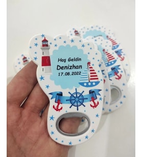 Kişiye Özel Bebek Ayağı Açacak Magnet- Denizci Doğum Günü Magneti - Marine Temalı Açacak Magnet