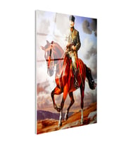 Tamperli Gerçek Cam Tablo Atatürk At Üzerinde Üniforma Atatürk Tablosu Duvar Dekoru