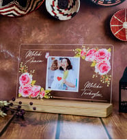 Anneler Günü Hediyesi Melek Annem Çiçekli ve Fotoğraflı Çerçeve, Anneye Hediye Fotoğraflı Ahşap Tabanlı Çerçeve (Yatay)