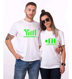 Tshirthane Signal Power Aşkın Gücü Sevgili Kombinleri Tshirt Kombini (Tek Ürün Fiyatıdır.)