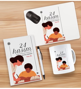 BK Gift Kişiye Özel İsimli Öğretmenler Günü Tasarımlı Defter, Tükenmez Kalem, Kupa ve Mousepad Hediye Seti - 13, Öğretmene Hediye, Öğretmenler Günü
