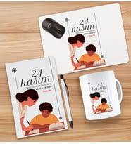 BK Gift Kişiye Özel İsimli Öğretmenler Günü Tasarımlı Defter, Tükenmez Kalem, Kupa ve Mousepad Hediye Seti - 13, Öğretmene Hediye, Öğretmenler Günü