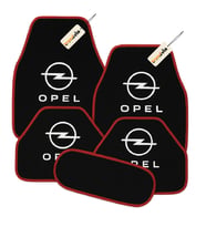 Opel Logolu Araç İçi Halı Paspas Seti 5 Parça – Kaymaz, Su Geçirmez, Kolay Temizlenen Malzeme (Siyah-Kırmızı)
