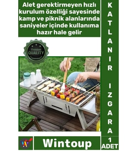 #Izgara Kamp Piknik Mangal Taşınabilir Paslanmaz Çelik Şık Katlanabilir Kömür Izgara 86 × 20 × 33 Cm