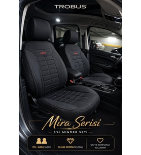 Toyota Yaris 2005 ve Sonrası Uyumlu Mira Serisi Siyah 5'li Oto Koltuk Minderi