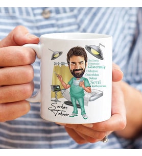 Kişiye Özel Erkek Sağlıkçılara Özel Karikatürlü Kupa