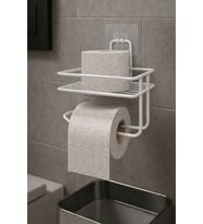 Yapışkanlı Tuvalet Kağıtlığı Delmesiz Vidalamasız Metal Banyo Kağıtlık Askısı Beyaz S-120
