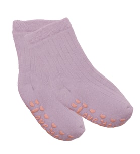 Unisex Lila Love Kaydırmaz Taban Polar Çorap