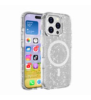 Apple iPhone 16 Pro Uyumlu Kılıf M-safe Şarj Özellikli Parlayan Simli Saydam Renkli Zore Allstar Kapak (Şeffaf)
