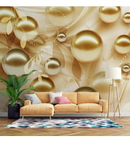 3 Boyutlu Gold Boncuk Desenli Duvar Kağıdı Baskı