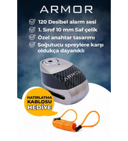 Armor 610 MVA 10 mm Alarmlı Çelik Disk Kilit Motorsiklet Kilidi+Hatırlatma Kablosu